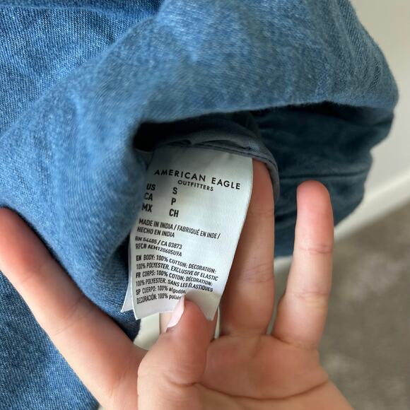 NWT American Eagle Denim Bubble Dress Strappy Mini Dress Country Western Small - Picture 11 of 11